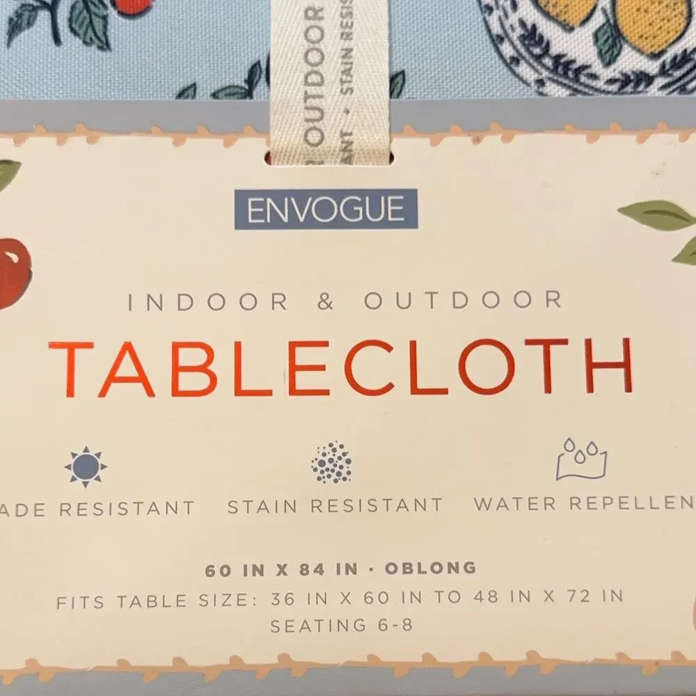 Oblong Tablecloth 60x84 Fruit Pattern Fade Stain Water Repellent picnic summer